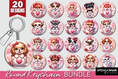 Valentine Keychain Bundle, Dog Round Keychain Sublimation