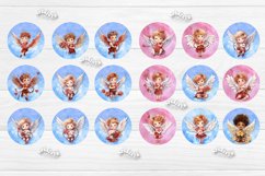 Round keychain sublimation Bundle Valentine keychain contains 115 designs with cute Watercolor Angels, Flower Hearts, Lips, Balloons, and a Flower Keychain PNG