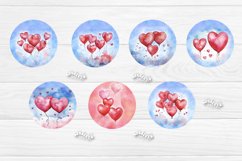 Round keychain sublimation Bundle Valentine keychain contains 115 designs with cute Watercolor Angels, Flower Hearts, Lips, Balloons, and a Flower Keychain PNG