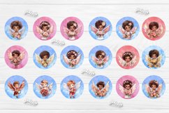 Round keychain sublimation Bundle Valentine keychain contains 115 designs with cute Watercolor Angels, Flower Hearts, Lips, Balloons, and a Flower Keychain PNG