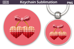 Valentine Cherry Round Keychain | Valentine Key Ring Product Image 1