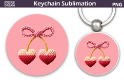Valentine Cherry Round Keychain | Valentine Key Ring Product Image 1