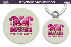 Valentine Gnomes Round Keychain | Valentines Day Key Ring Product Image 1