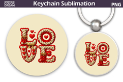 Love Round Keychain | Valentine Key Ring Product Image 1