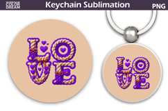 Love Round Keychain | Valentine Key Ring Product Image 1