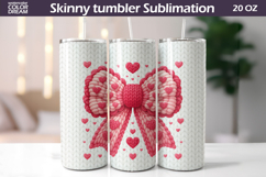 Red Bow Heart Tumbler Wrap | Valentine Tumbler Sublimation Product Image 1