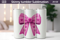 Pink Bow Heart Tumbler Wrap | Valentine Tumbler Sublimation Product Image 1