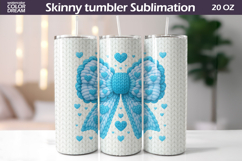 Blue Bow Heart Tumbler Wrap | Valentine Tumbler Sublimatio Product Image 1