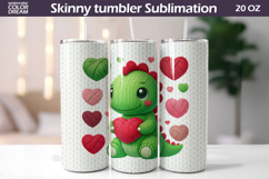 Dinosaur Heart Tumbler Wrap | Valentine Tumbler Sublimation Product Image 1