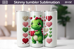 Dinosaur Heart Tumbler Wrap | Valentine Tumbler Sublimation Product Image 1