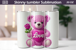 Cute Bear Heart Tumbler Wrap | Valentine Tumbler Sublimation Product Image 1