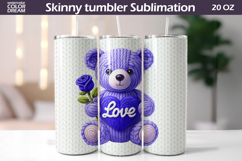 Cute Bear Heart Tumbler Wrap | Valentine Tumbler Sublimation Product Image 1