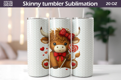 Highland Cow Heart Tumbler| Valentine Tumbler Sublimation Product Image 1