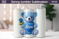 Cute Bear Heart Tumbler Wrap | Valentine Tumbler Sublimation Product Image 1