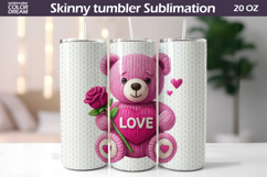Cute Bear Heart Tumbler Wrap | Valentine Tumbler Sublimation Product Image 1