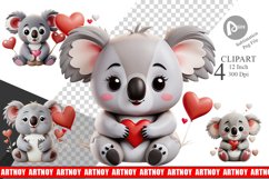 Valentine Koala Clipart Product Image 1