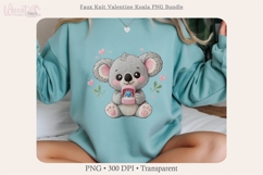 Faux Knit Valentine Koala PNG Bundle, Cute Love Clipart, Product Image 2