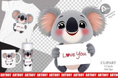 Valentine Koala Cartoon Clipart Product Image 1