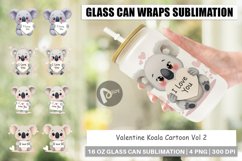 Glass Can Wraps Valentine Koala Cartoon Product Image 1