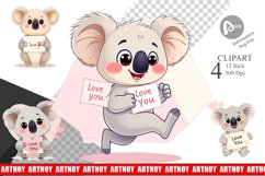 Valentine Koala Cartoon Clipart Product Image 1