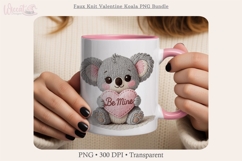 Faux Knit Valentine Koala PNG Bundle, Cute Love Clipart, Product Image 5