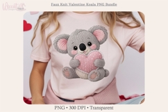 Faux Knit Valentine Koala PNG Bundle, Cute Love Clipart, Product Image 6