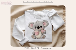 Faux Knit Valentine Koala PNG Bundle, Cute Love Clipart, Product Image 7
