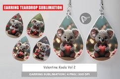 Earring teardrop sublimation design Valentine Koala Product Image 1