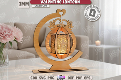 Valentine’s Day Lantern Laser Cut|Hanging Candle Holder SVG Product Image 1