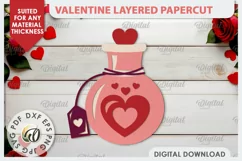 Valentine's Layered Card PaperCut. Love Sign SVG. Potion SVG Product Image 1