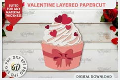 Valentine's Layered Card PaperCut. Love Sign SVG. Cupcake Product Image 1
