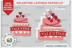 Valentine's Layered Card PaperCut. Love Sign SVG. Cake SVG Product Image 2