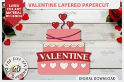 Valentine's Layered Card PaperCut. Love Sign SVG. Cake SVG Product Image 1