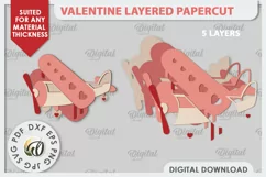 Valentine's Layered Card Paper Cut. Love Sign SVG. Plane SVG Product Image 2