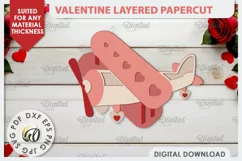 Valentine's Layered Card Paper Cut. Love Sign SVG. Plane SVG Product Image 1