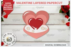 Valentine's Layered Card Paper Cut. Love Sign SVG. Heart SVG Product Image 1
