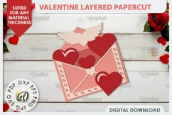 Valentine's Layered Card Paper Cut. Love Sign SVG. Envelope Product Image 1