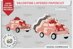 Valentine's Layered Card Paper Cut. Love Sign SVG. Truck SVG Product Image 2
