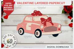 Valentine's Layered Card Paper Cut. Love Sign SVG. Truck SVG Product Image 1
