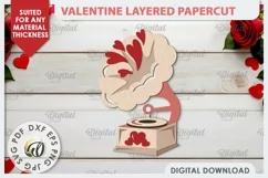 Valentine's Layered Card Paper Cut. Love Sign SVG. Music SVG Product Image 1