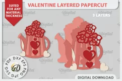 Valentine's Layered Card PaperCut. Love Sign SVG. Flower SVG Product Image 2