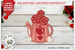 Valentine's Layered Card PaperCut. Love Sign SVG. Flower SVG Product Image 1