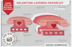 Valentine's Layered Card PaperCut. Love Sign SVG. Retro SVG Product Image 2