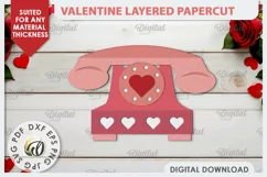 Valentine's Layered Card PaperCut. Love Sign SVG. Retro SVG Product Image 1