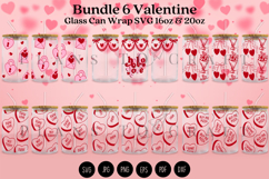 valentine libbey beer can glass full wrap svg presized template for 16oz and 20oz glass for Cricut Silhouette and sublimation