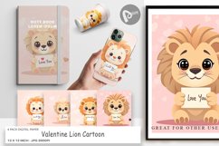 Digital Paper Valentine Lion Cartoon Product Image 1