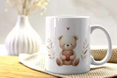 Watercolor cute baby bear clipart, valentines boho Animals Product Image 4