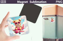 Cute Animal Valentine Magnet | Dog Heart Sublimation Product Image 1
