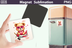 Cute Animal Valentine Magnet | Bear Heart Sublimation Product Image 1