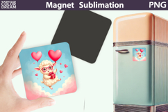 Cute Animal Valentine Magnet | Sheep Heart Sublimation Product Image 1